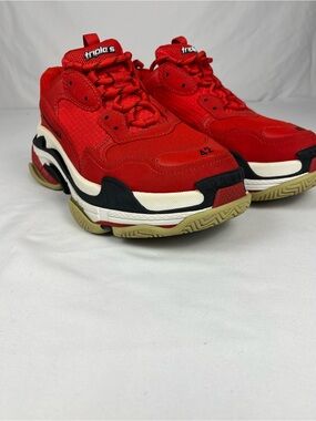Balenciaga Triple S Red Sneakers Men’s EU 42 US 9 Leather Free